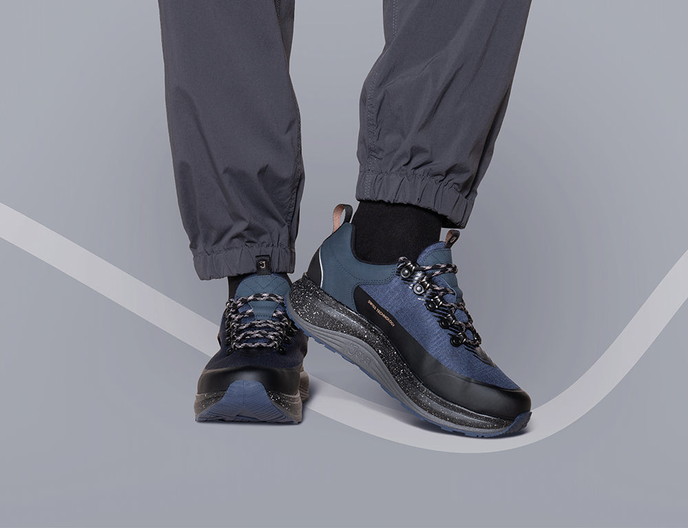 Mens Maui Waterproof Blue Black Wide-Fit Wave Trainers