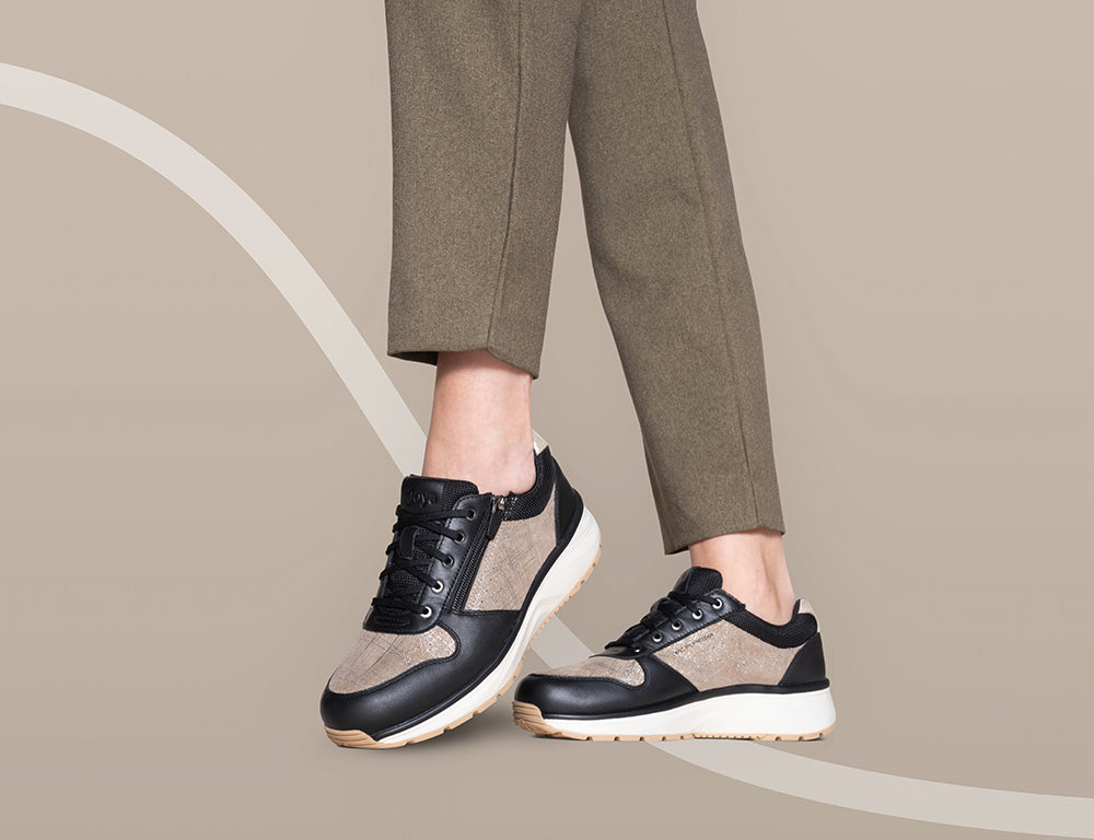 Womens Dynamo Bronze Black Zip Active Trainers