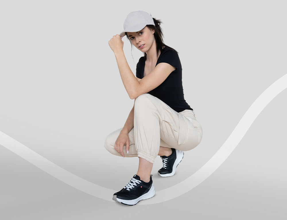 Womens Veloce Black White Active Trainers