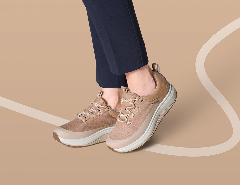 Womens Waterproof Maui Beige Wide-Fit Wave Trainers