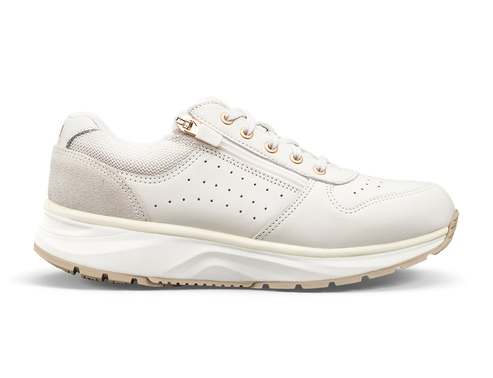 Womens Dynamo White Zip Active Trainers