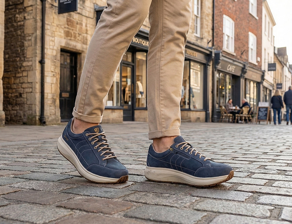 Joya Mens Wave Wide-Fit Zip Moscow Blue II Shoes ShoeMed