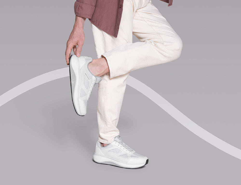 Mens Cancun II White Grey Wide-Fit Wave Trainers