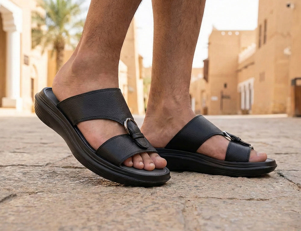 Mens Guibin FG Black Cushioned Sandals